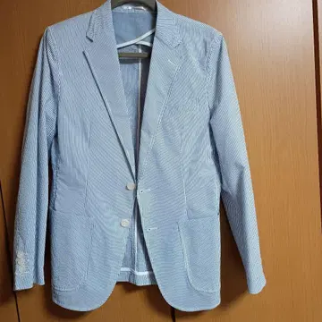 ESTNATION 블루 화이트 스트라이프 테일러드 자켓