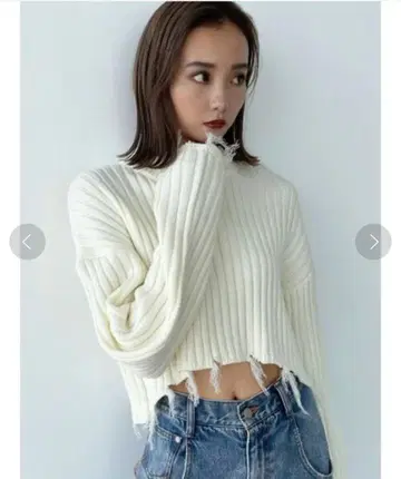 EMODA 리브 편직 크롭 니트