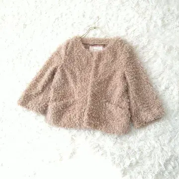 RyuRyu Picnic 크롭 기장 보아 퍼 자켓 38 베이지