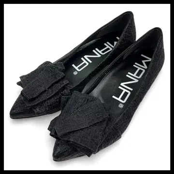 [ 미사용품 ] MANA 마나 35 / 22.5cm 플리츠 플랫 블랙