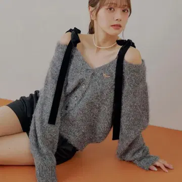 [ Chico ] 벨로아 리본 루즈 니트 가디건