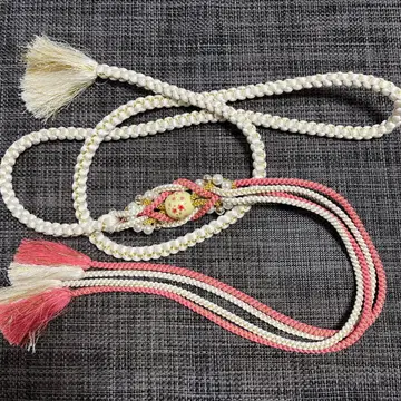 성인식 후리소데 허리띠 펄 장식 핑크 금 마루우치 마루구미