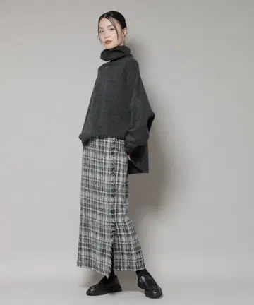 NANO universe 체크 프린지 랩풍 스커트