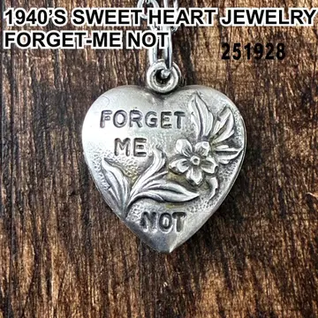 스위트하트 주얼리 물망초 실버 빈티지 목걸이 NAVY