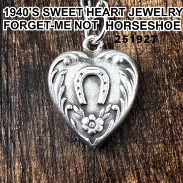 스위트하트 주얼리 호스슈 물망초 실버 빈티지 목걸이