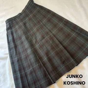 JUNKO KOSHINO 그린 계열 체크 무늬 스커트 60cm