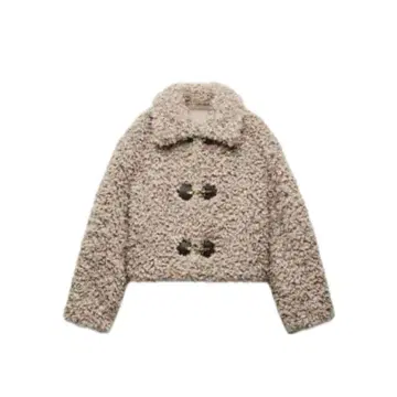 페이크 보아 토글 버튼 퍼 자켓 S 사이즈