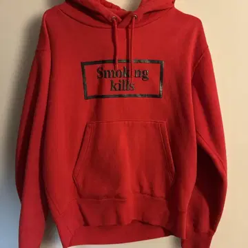 Smoking kills 후드 부착 후드티 빨간색