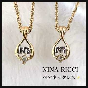 Nina Ricci 물방울 모티브 NR 로고 골드 목걸이 2세트