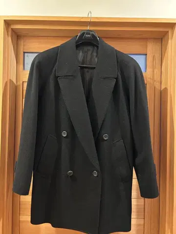 캐시미어 100% 블랙 더블 브레스트 자켓