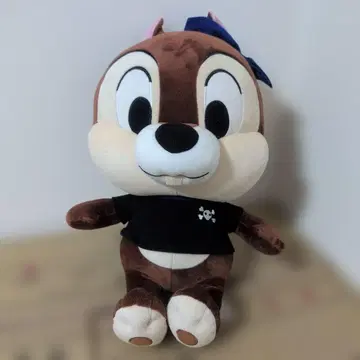 칩 봉제 인형 블랙 T셔츠