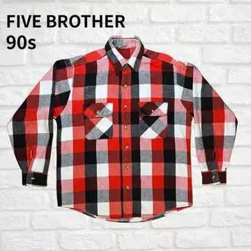 FIVE BROTHER 90s 체크 무늬 플란넬 셔츠 M USA제