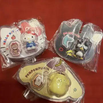 헬로키티 폼폼푸딩 배드바츠마루 키링 3개 세트 초코
