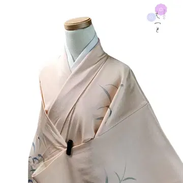 54년산 순수 실크 이중 기모노 핑크 츠케사게 원앙