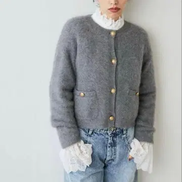 [컨디션 최상] 윔 가젯 캐시미어 혼방 버튼 가디건 라이트 블루