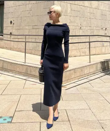 JENNE 니트 원피스 S 네이비 여성용 제뉴