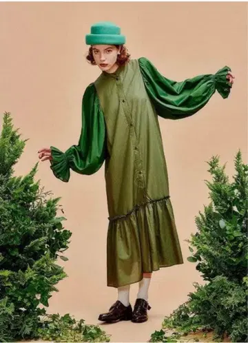 poppy 도킹 볼륨 원피스 (그린)