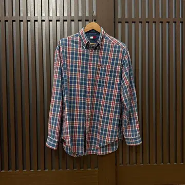 TOMMY HILFIGER 체크 무늬 긴팔 플란넬 셔츠 L