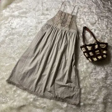 사만사 모스모스 에이프런 원피스 린넨 레이스 그레이지 free