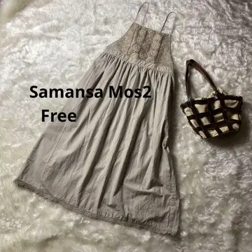 사만사 모스모스 에이프런 원피스 린넨 레이스 그레이지 free