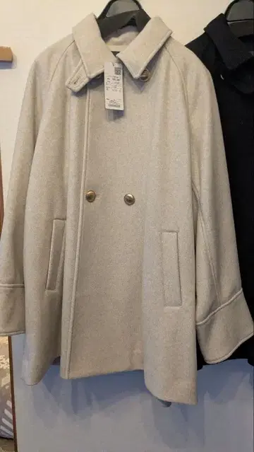 택 포함 새상품 울 라이크 저지 멜톤 2WAY P 코트