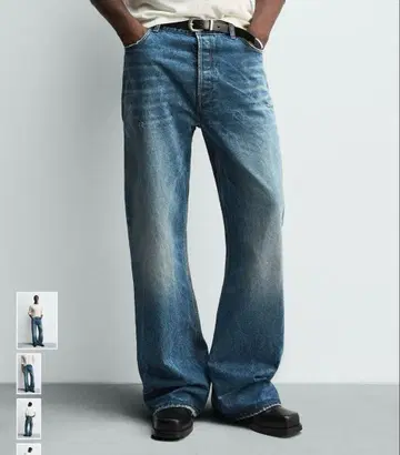 ZARA jeans wide flare fit 미디엄 블루 EU38