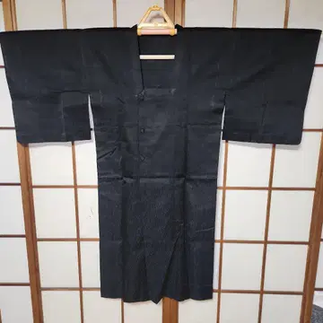 블랙 기모노 코트 무지 세밀한 네이비 컬러 무늬