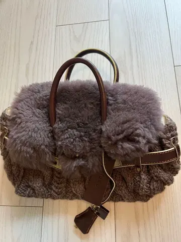 muku 뜨개질 디자인 핸드백 브라운