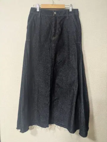 munich 12oz 데님 다크 블루 데님 플레어 스커트