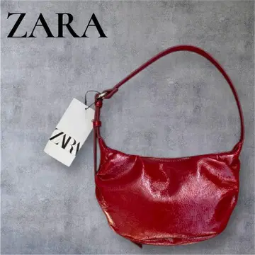 [ 새상품 ] ZARA 핸드백 개더 숄더백 가죽 레드