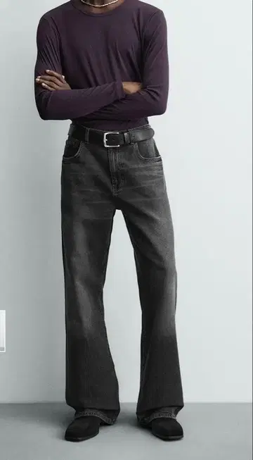 ZARA 플레어 데님 팬츠 미디엄 그레이 EU38