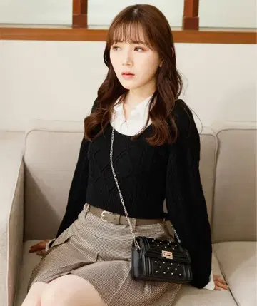 LIPSERVICE 셔츠 레이어드 케이블 니트