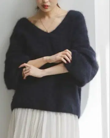 이번 시즌! noble 퍼 니트 2WAY 퍼프 슬리브 니트 네이비