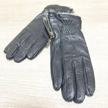 [ 새상품급 ] 퍼 달린 가죽 장갑 블랙