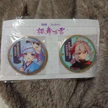 원신 스이파라 콜라보 캔뱃지 세트 카미사토 아야카 카에데하라 카즈하