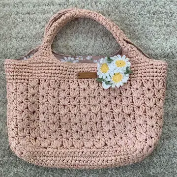 사만다 타바사 디럭스 카고백 핑크 데이지 패턴 토트백