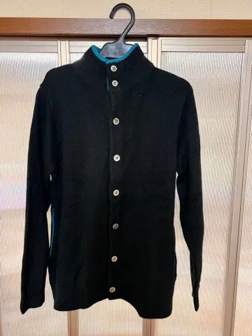 SHIPS JET BLUE 블랙 하이넥 가디건