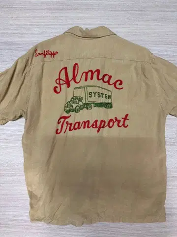 Almac Transport & Mike 자수 반팔 워크 셔츠 볼링