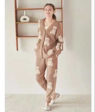 젤라또피케 베어 자카드 가디건 & 팬츠 세트