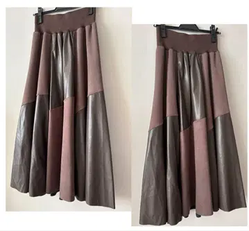 샘플 랜덤 절개 플레어 스커트 브라운