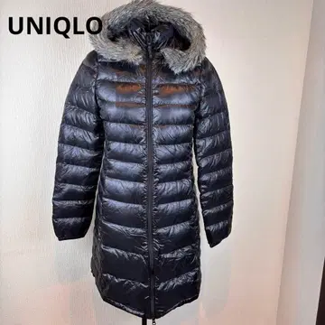 UNIQLO S 블랙 롱 다운 코트 후드 부착 PREMIUM DWON