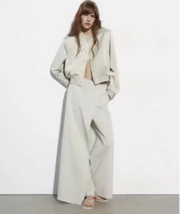 ZARA 랩 이펙트 팬츠 와이드 팬츠 S 펄 그레이