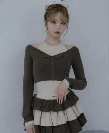 미사용 새상품 Darich 오프숄더 레이어드 리브 상의