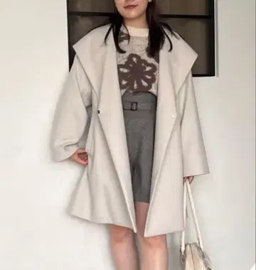 mysty woman BIG 후드 미들 코트 아이보리