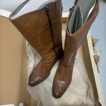 브라운 가죽 롱 부츠 24cm
