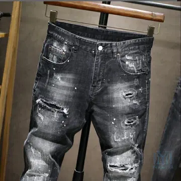남성용 데님 팬츠 G빵 데미지 청바지 스트레이트 데님 팬츠