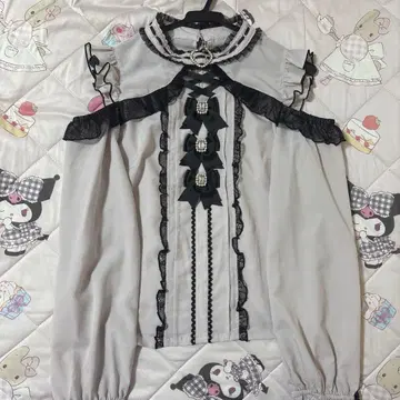 핑크 리본 초커 블라우스