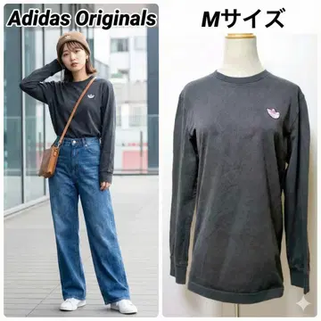 아디다스 오리지널 긴팔 T셔츠 핑크 자수 로고 트레포일