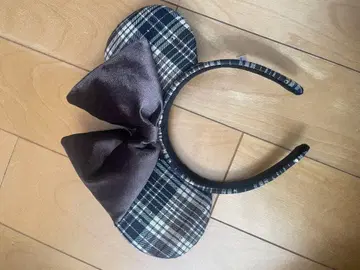 체크 무늬 리본 머리띠