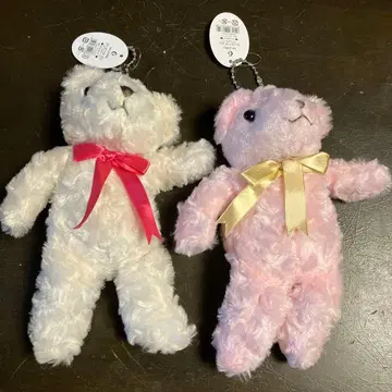 테디베어 키링 화이트 핑크